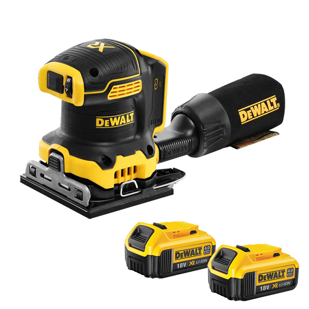 Dewalt DCW200N 18V XR Brushless 1/4 Sheet Palm Sander with 2 x 4.0Ah Batteries