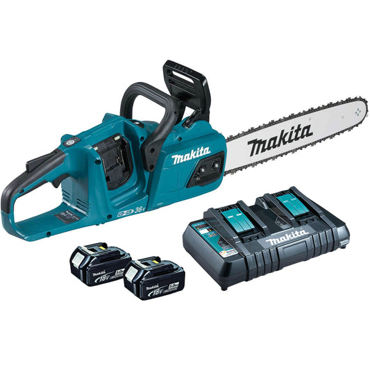 Makita DUC405PT2 36V Brushless Chainsaw 40cm with 2 x 5.0Ah Batteries & Charger