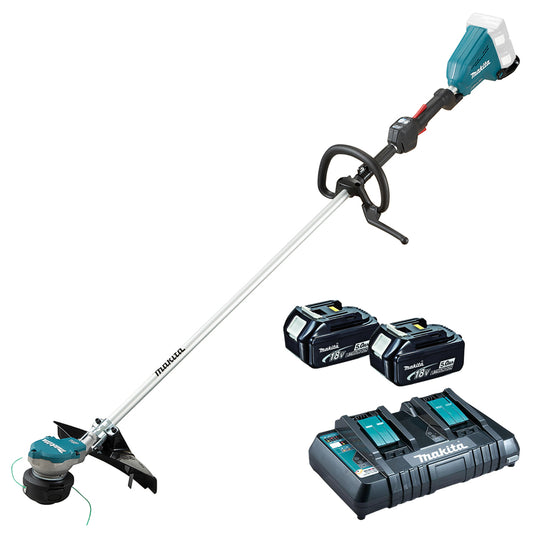 Makita DUR368LPT2 36V Brushless Line Trimmer with 2 x 5.0Ah Batteries & Charger