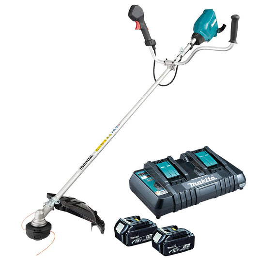 Makita DUR369APT2 36V Brushless Brush Cutter with 2 x 5.0Ah Batteries & Charger