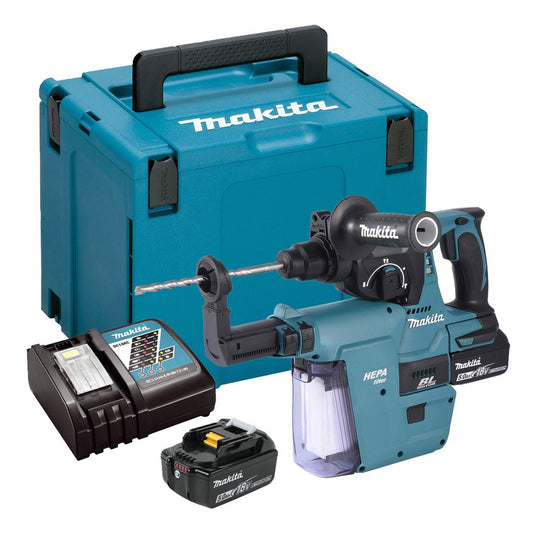 Makita DHR242RTJW 18V SDS Plus Rotary Hammer with 2 x 5.0Ah Batteries & Charger