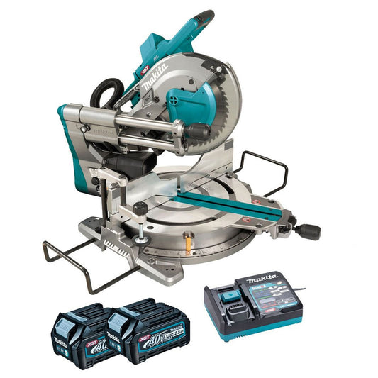 Makita LS004GD202 40V XGT Brushless 260mm Mitre Saw With 2 x 2.5Ah Batteries & Charger
