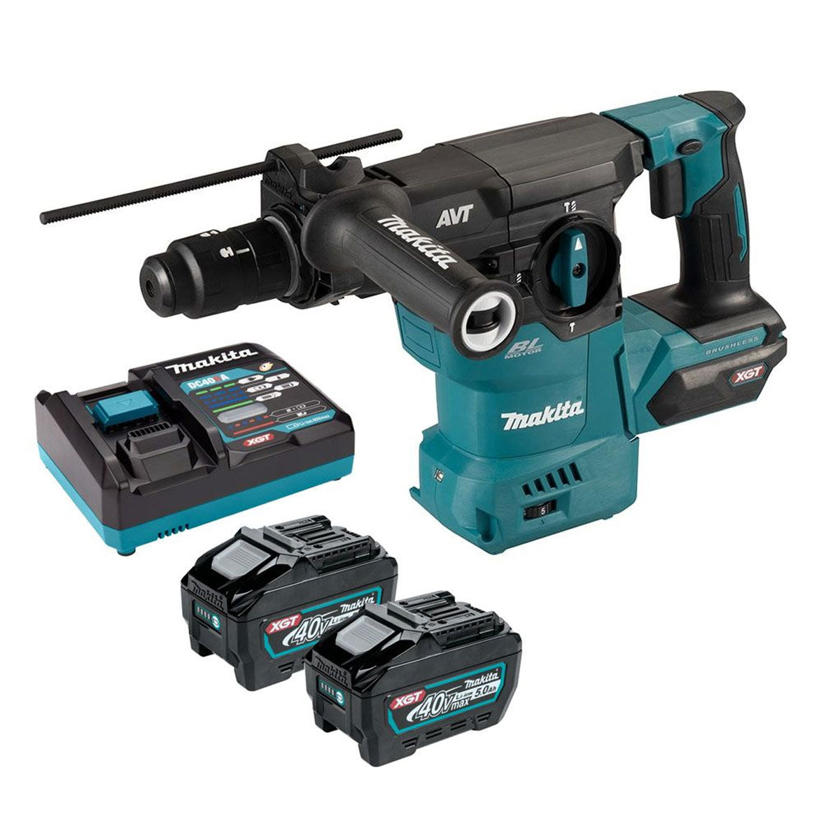 Makita HR009GT201 40V XGT Brushless Rotary Hammer with 2 x 5.0Ah Battery & Charger