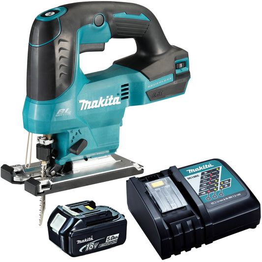Makita DJV184Z 18V Brushless Top Handle Jigsaw with 1 x 5.0Ah Battery & Charger