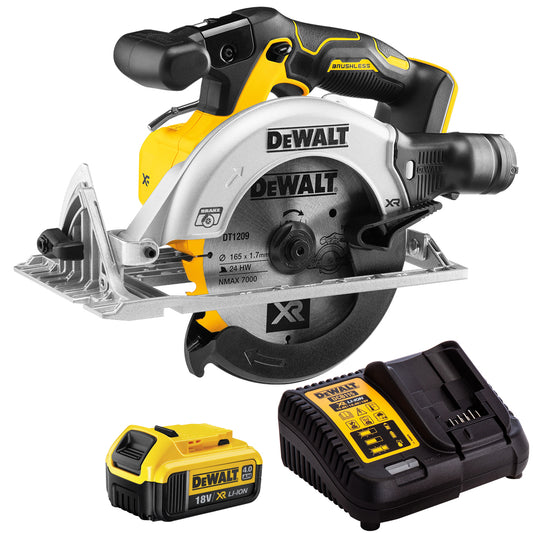 Dewalt DCS565N 18V 165mm Brushless Circular Saw with 1 x 4.0Ah Battery & Charger