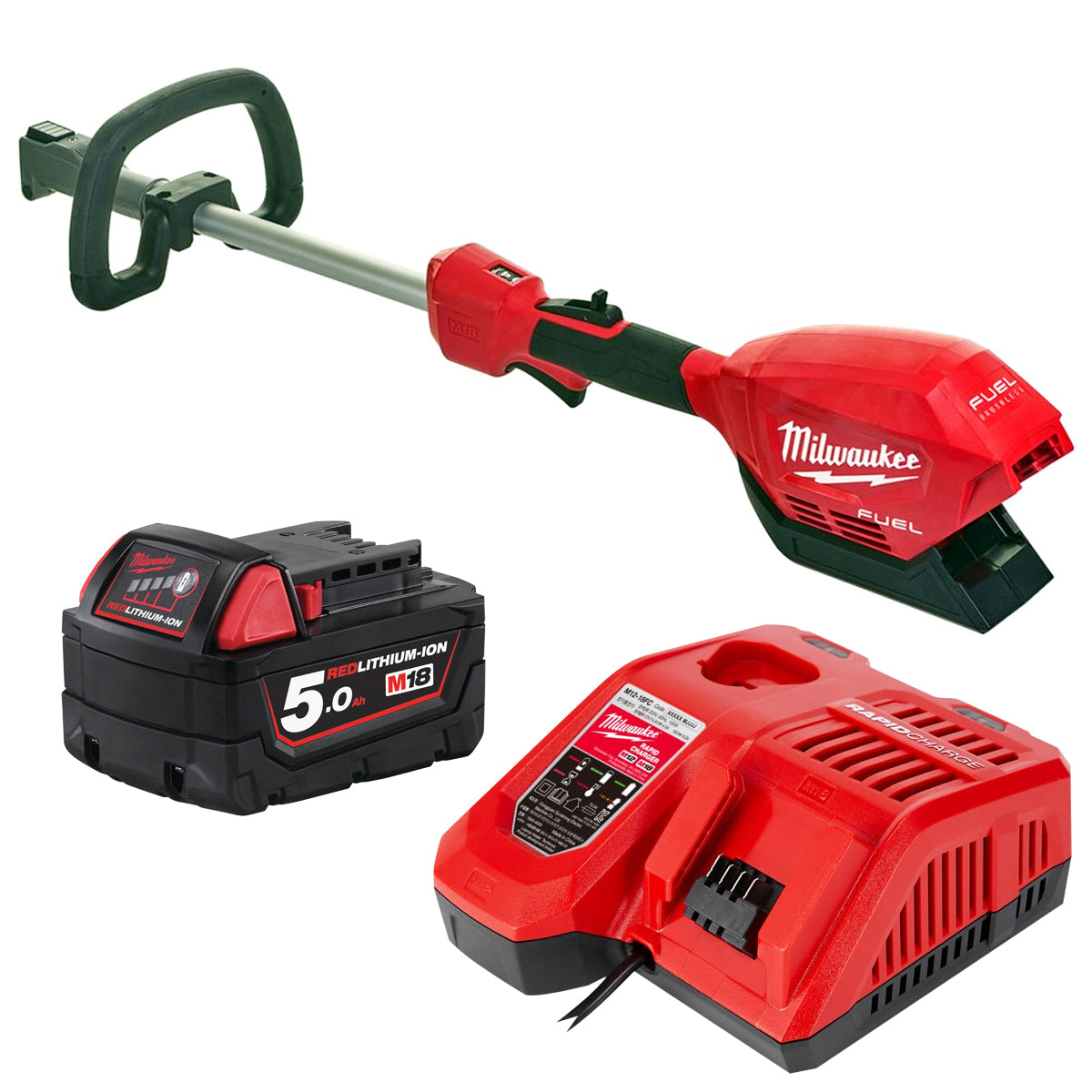 Milwaukee M18 FOPH-0 18V Fuel Outdoor Power Head with 1 x 5.0Ah Battery & Charger