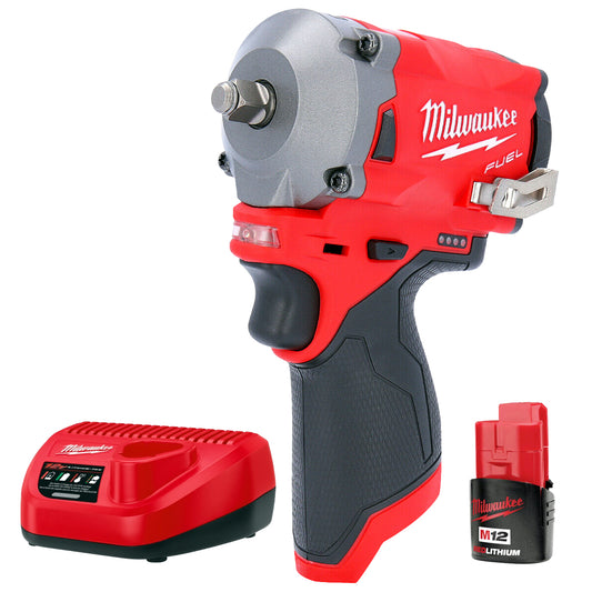 Milwaukee M12FIW38-0 12V 3/8" Fuel Brushless Impact Wrench with 1 x 2.0Ah Battery & Charger