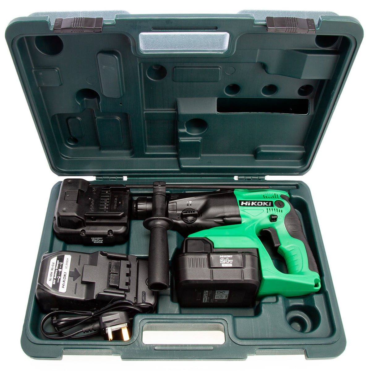 HiKOKI DH24DVC 24V SDS Plus Rotary Hammer Drill with 2 x 2.0Ah Ni MH B