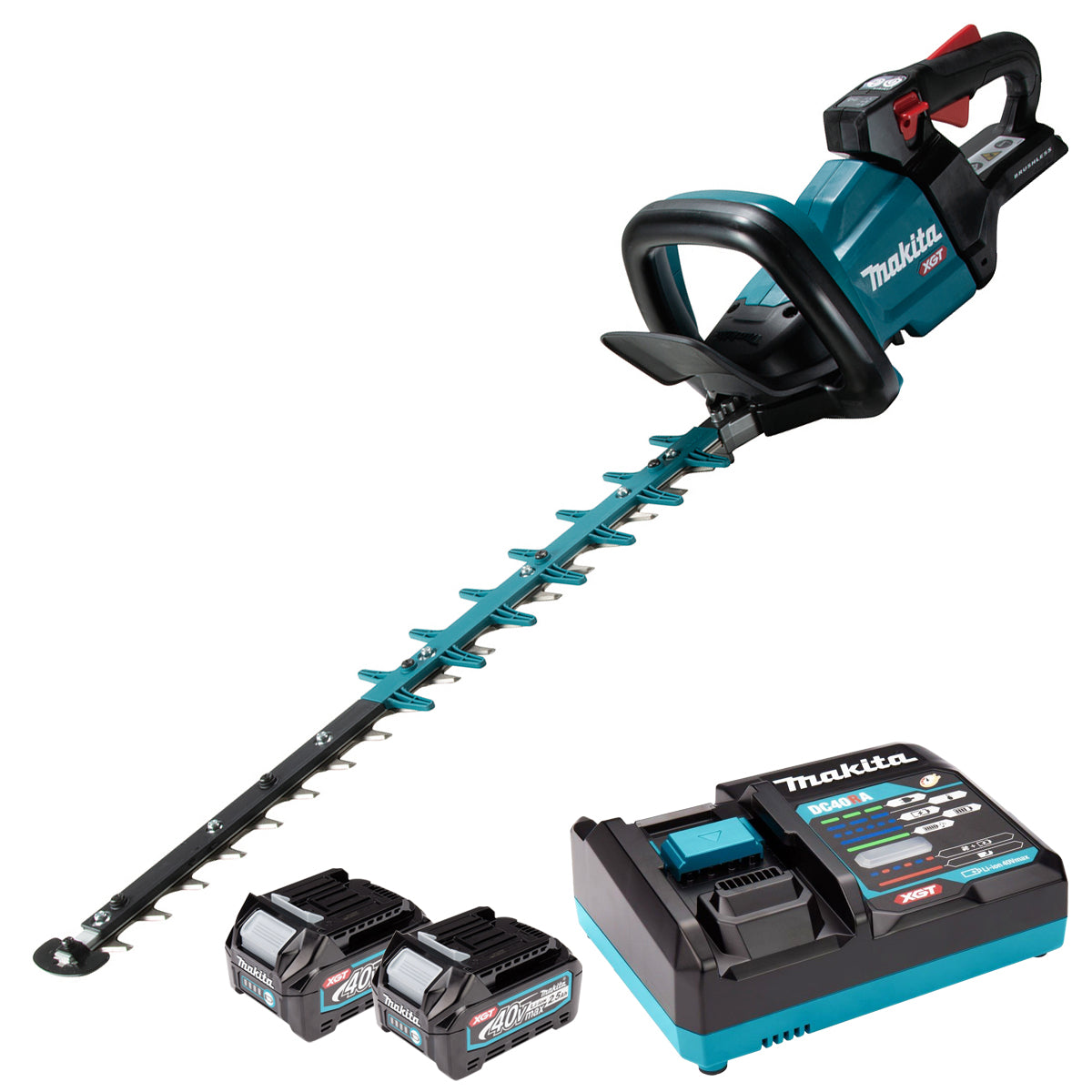 Makita UH004GD201 40V XGT 60 cm Brushless Hedge Trimmer with 2 x 2.5Ah Batteries and Charger