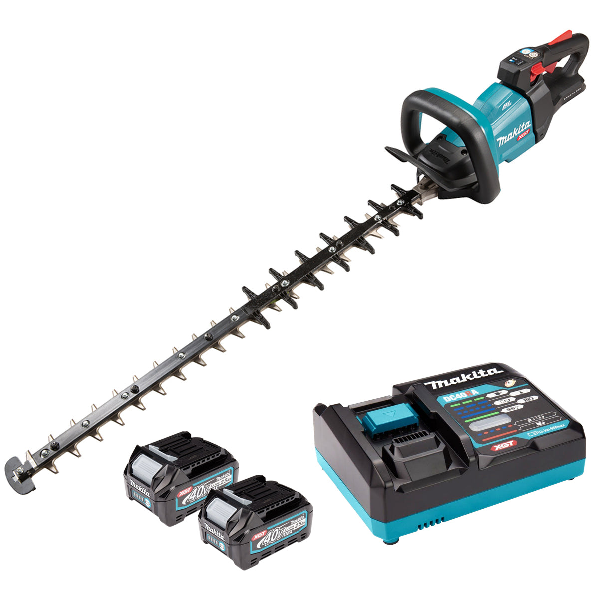 Makita UH007GD201 40V XGT 75 cm Brushless Hedge Trimmer with 2 x 2.5Ah Batteries and Charger