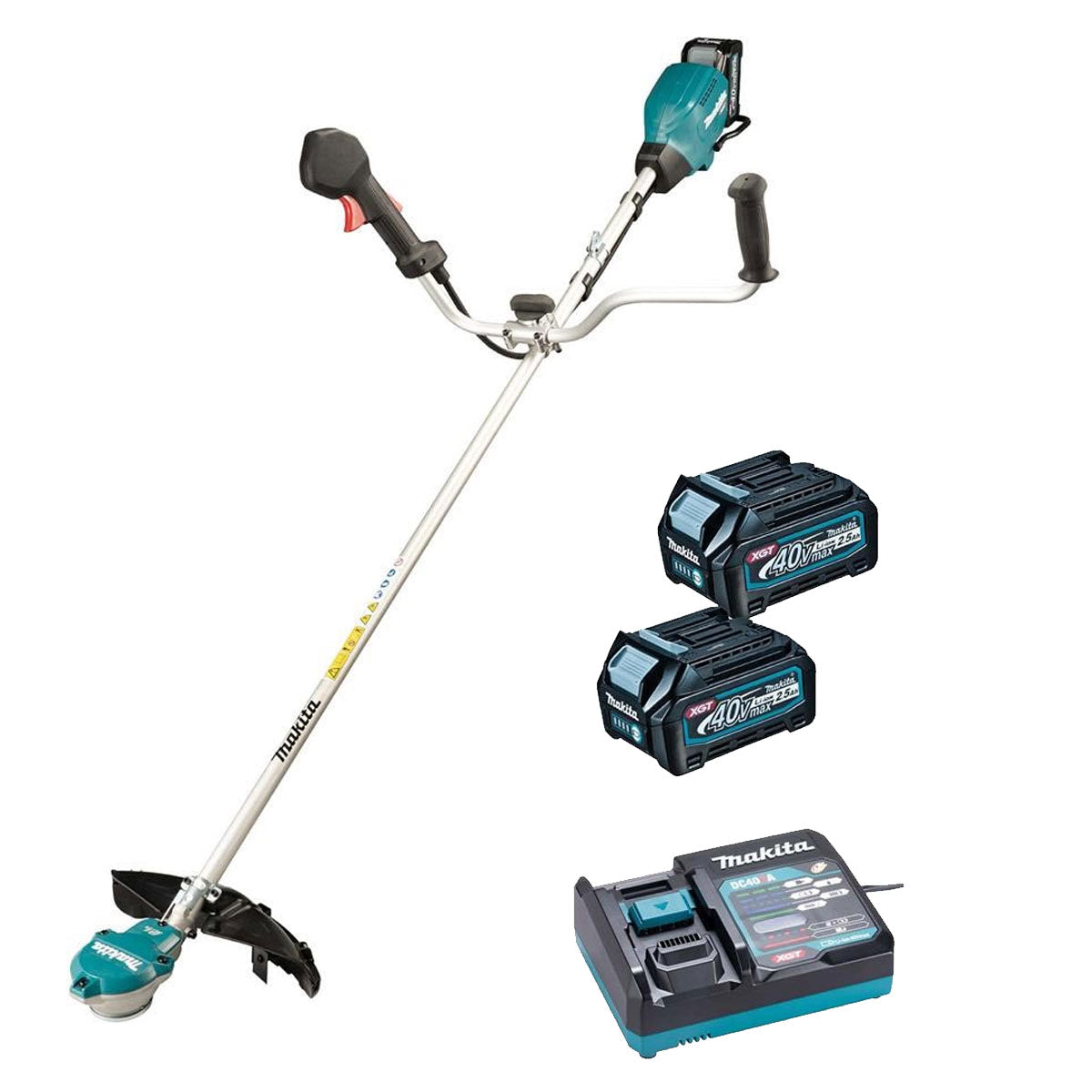 Makita UR002GD202 40V XGT Brushless Brush Cutter with 2 x 2.5Ah Battery & Charger