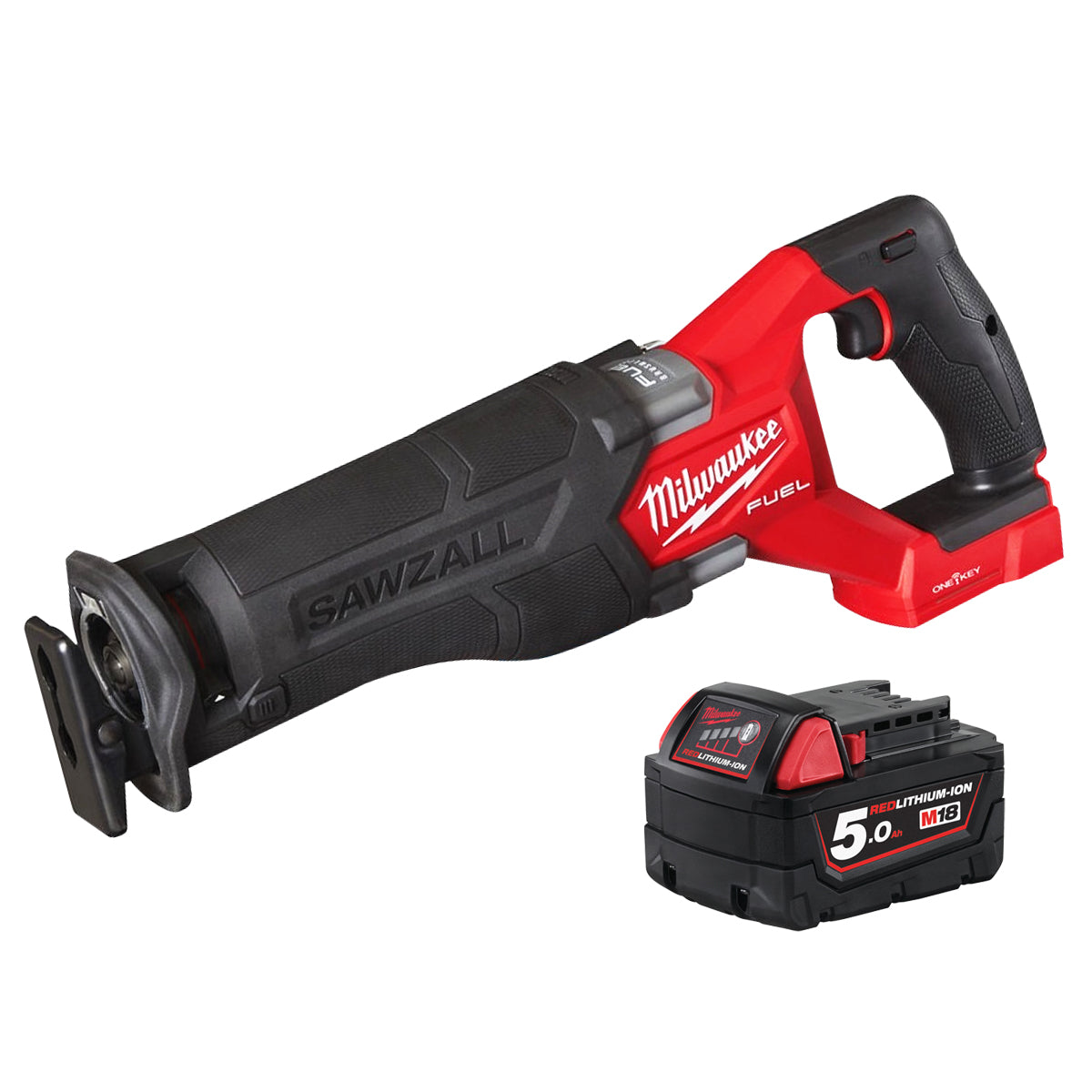 Milwaukee M18 ONEFSZ-0X 18V Fuel Brushless One-Key Sawzall Reciprocating Saw with 1 x 5.0Ah Battery