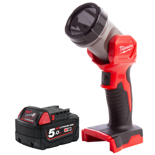 Milwaukee M18TLED-0 M18 18V LED Work Light Torch with 1 x 5.0Ah Battery