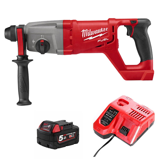 Milwaukee M18CHD-0 18V Brushless SDS-Plus Rotary Hammer Drill with 1 x 5.0Ah Battery & Charger
