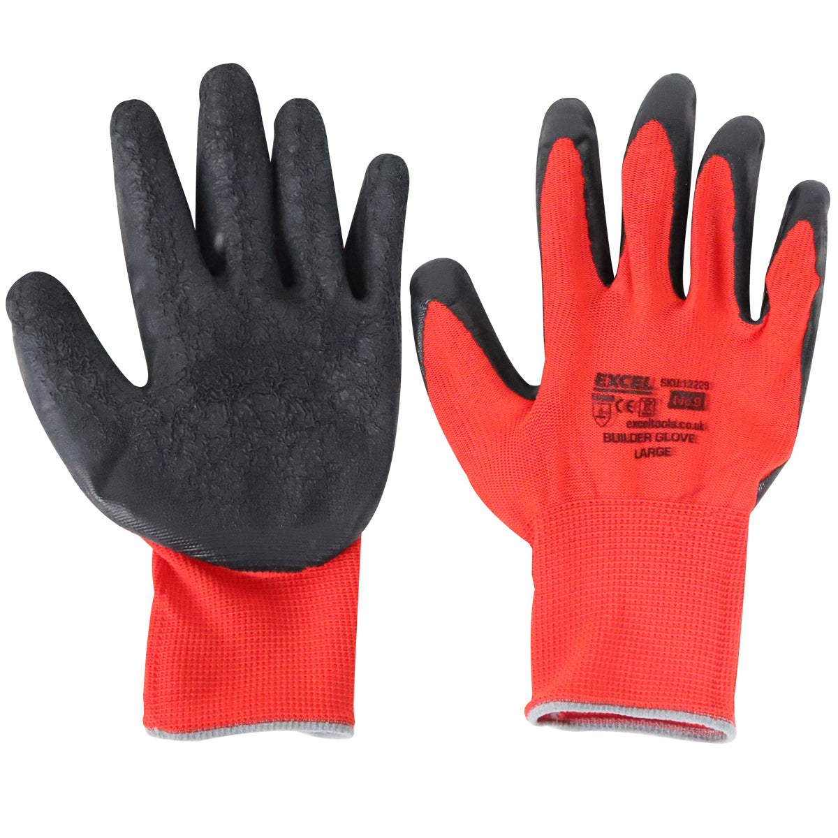 Excel Builder Gloves Red & Black Size XL Pack of 48