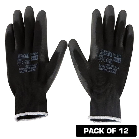 Excel Durable Grip Working Gloves Black Size L Pack of 12