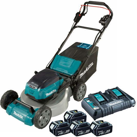 Makita DLM462PT4 36V LXT Brushless 460mm Lawn Mower With 4 x 5.0Ah Batteries & Twin Port Charger