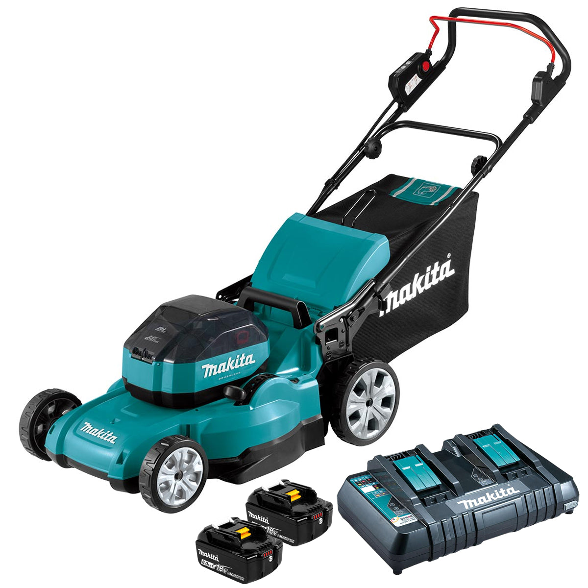 Makita DLM530PG2 36V Brushless Lawn Mower 534mm with 2 x 6.0Ah Batteries & Charger