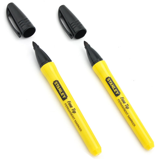 Stanley 0-47-316 Black Fine Tip Permanent Markers Pack of 2 STA047316