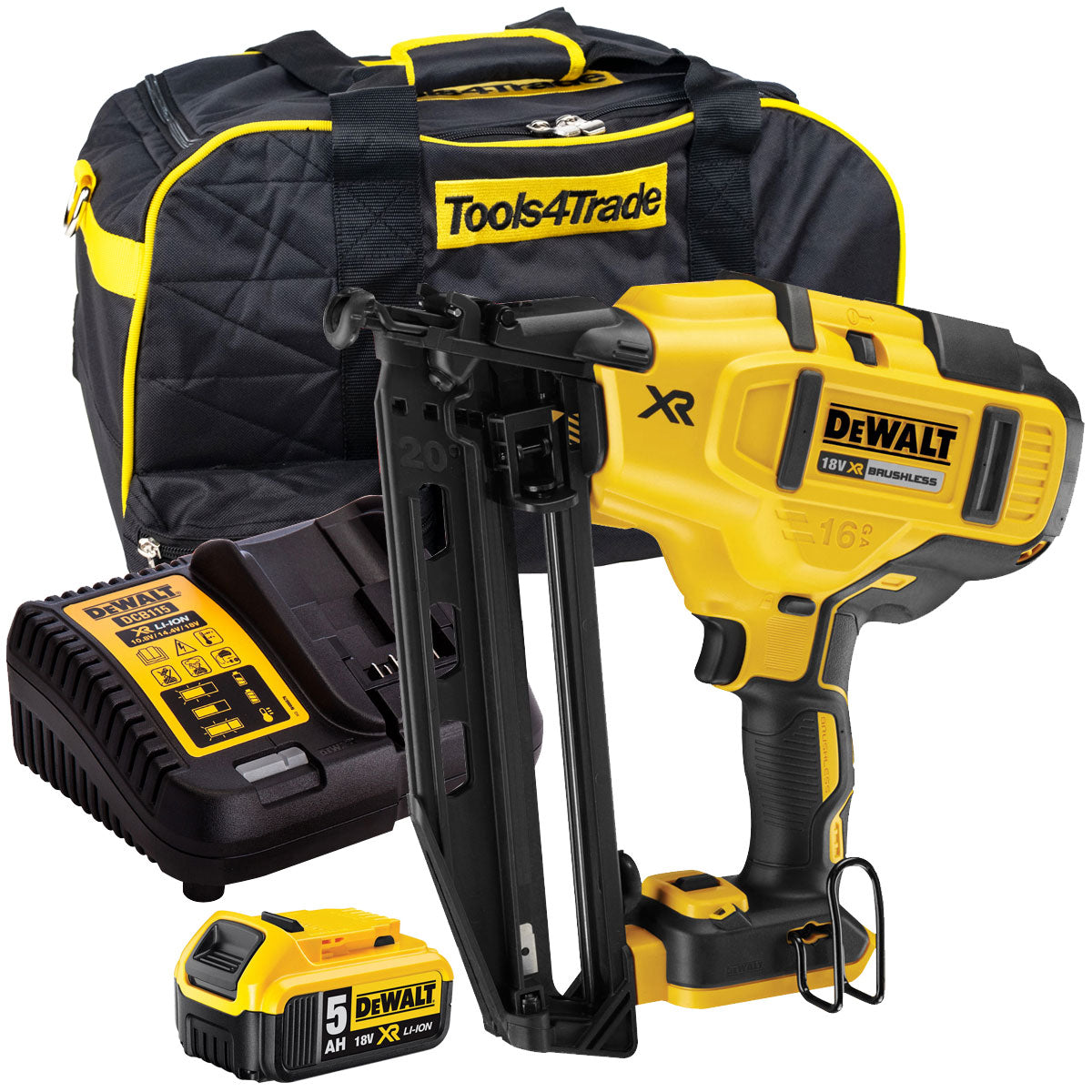 DeWalt DCN660N 18V Brushless Second Fix Nailer with 1 x 5.0Ah Battery, Charger & 22