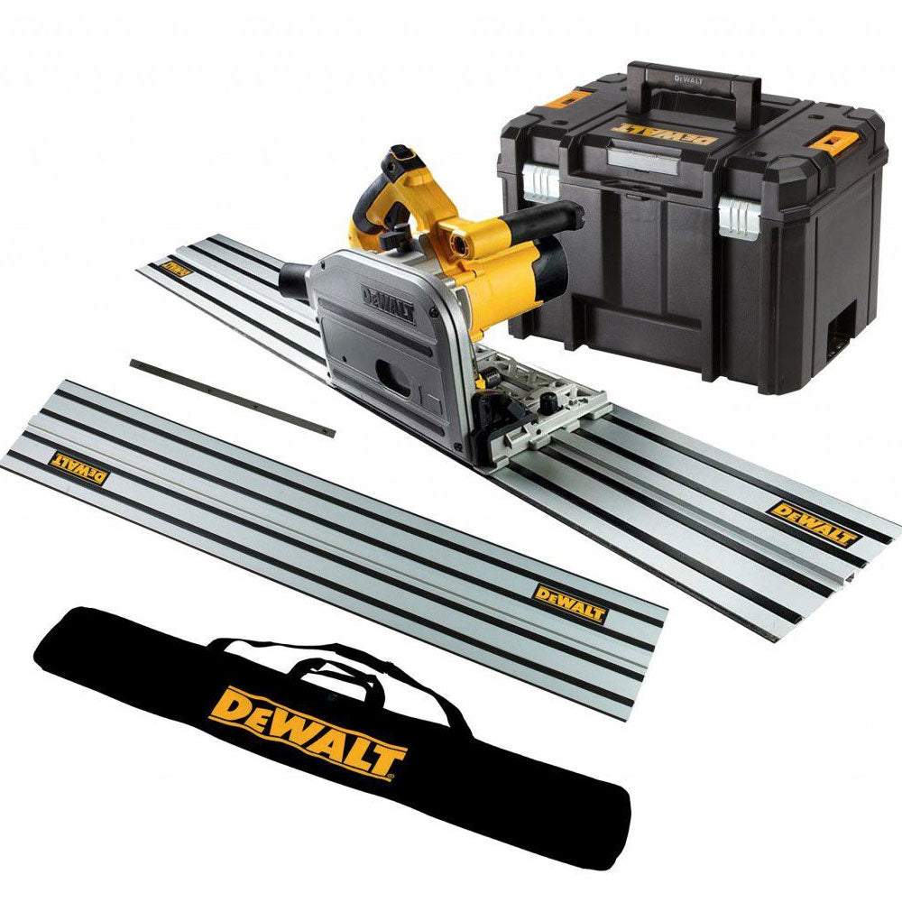 Dewalt DWS520KTL 110V Plunge Saw with 2 x 1.5m Guide Rails Connector & Bag