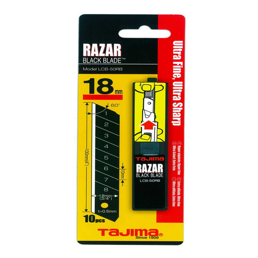 Tajima 18mm Razor Black Snap Blade Dispenser 1" 10 Piece TALCB50RBC