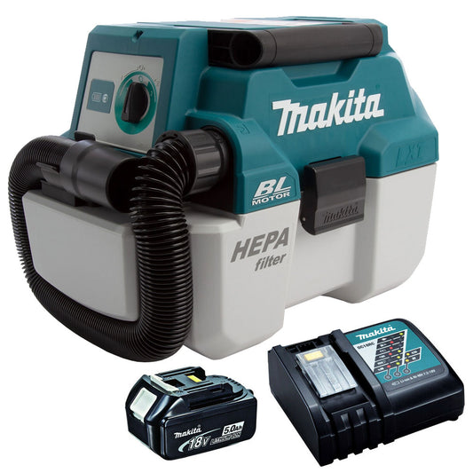 Makita DVC750LZ 18V LXT Brushless L-Class Vacuum Cleaner with 5.0Ah Battery & Charger