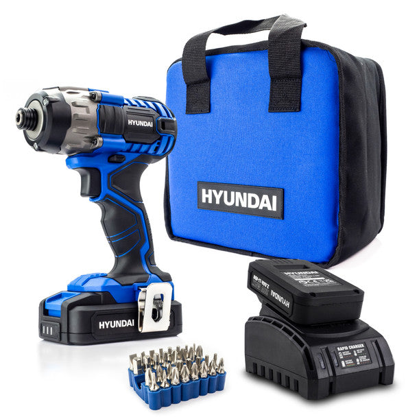 Hyundai HY2177 20V Impact Driver With 32-Piece Drill Bit Accessory Set