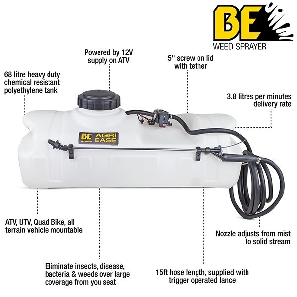 BE Pressure 90.700.150 12V Bike-Mountable 68L Weed Sprayer