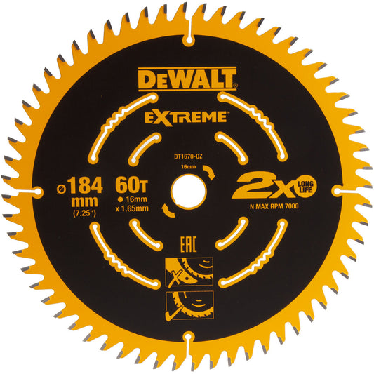 Dewalt DT1670-QZ 184mm Mitre Saw Blade 60T