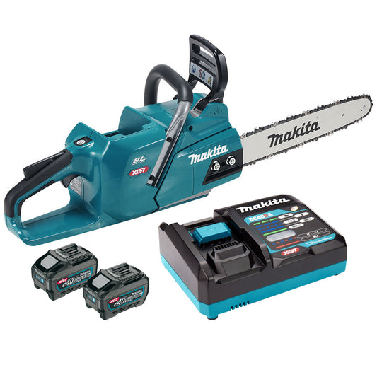 Makita UC011GT201 40VMAX XGT Brushless 350mm Chainsaw with 2 x 5.0Ah Battery & Charger