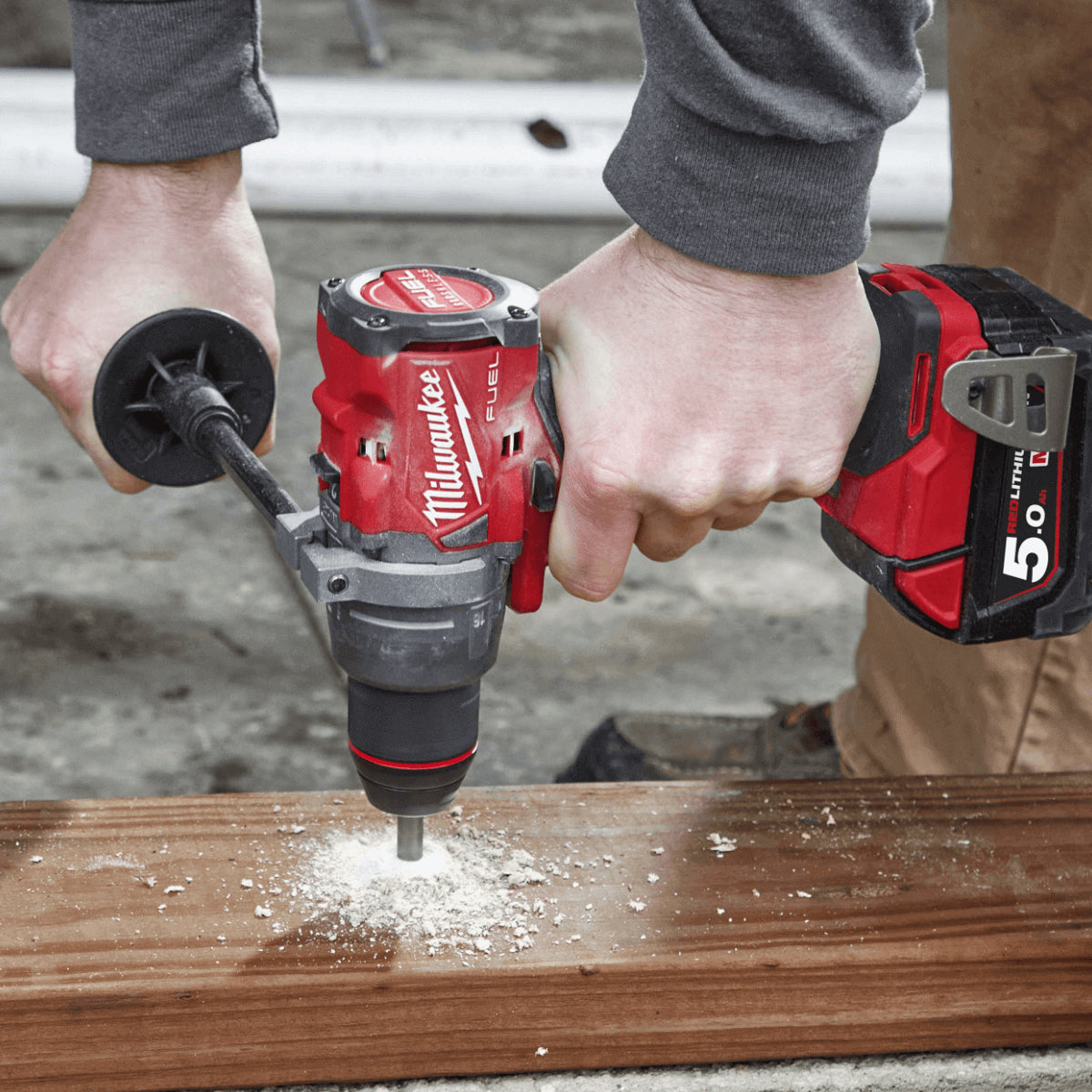 Milwaukee M18FPP2F3-502X 18V Fuel Combi Drill + Impact Wrench with 2 x 5.0Ah Battery Charger & Case 4933492641