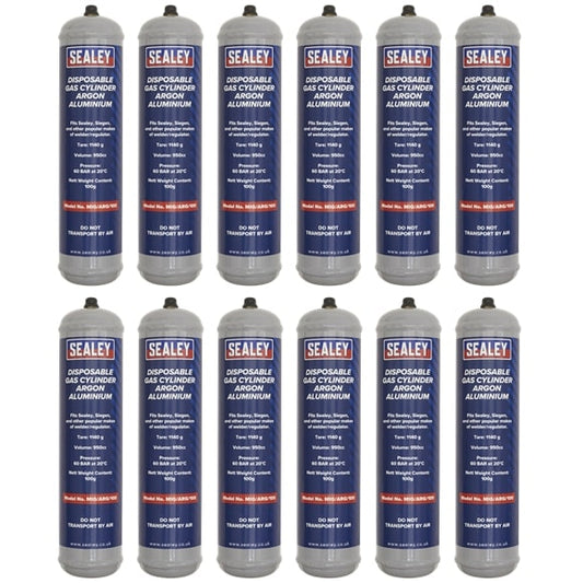 Sealey MIG/ARG/100/12 Disposable Argon Gas Cylinder 100g Box of 12