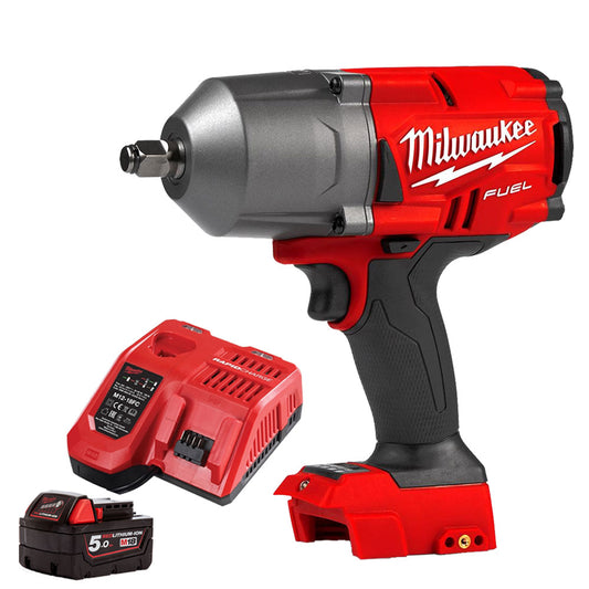 Milwaukee M18FHIWF12-0 18V FUEL Brushless 1/2" Impact Wrench with 1 x 5.0Ah Battery & Fast Charger