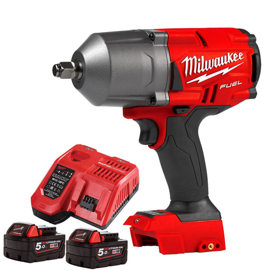 Milwaukee M18FHIWF12-0 18V Brushless 1/2" Impact Wrench With 2 x 5.0Ah Batteries & Charger