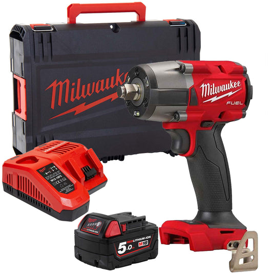 Milwaukee M18FMTIW2F12-0X 18V Brushless 1/2" Impact Wrench with 1 x 5.0Ah Battery Charger & Case