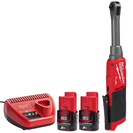 Milwaukee M12FHIR14LR-0 12V Brushless 1/4" Ratchet with 2 x 2.0Ah Batteries & Charger