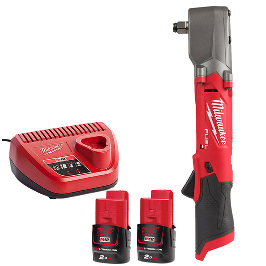 Milwaukee M12FRAIWF12-0 12V 1/2" Brushless Right Angle Impact Wrench with 2 x 2.0Ah Batteries & Charger