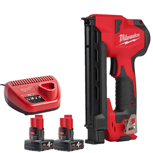 Milwaukee M12 BCST-0 12V Cable Stapler with 2 x 4.0Ah Batteries & Charger