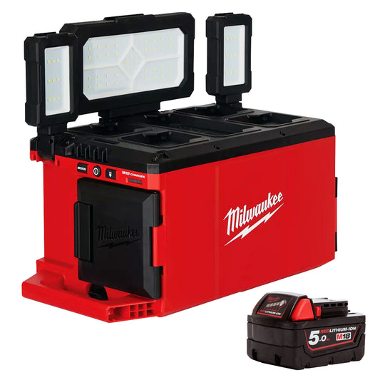 Milwaukee M18POALC-0 18V Packout Area Light & Charger with 1 x 5.0Ah Battery