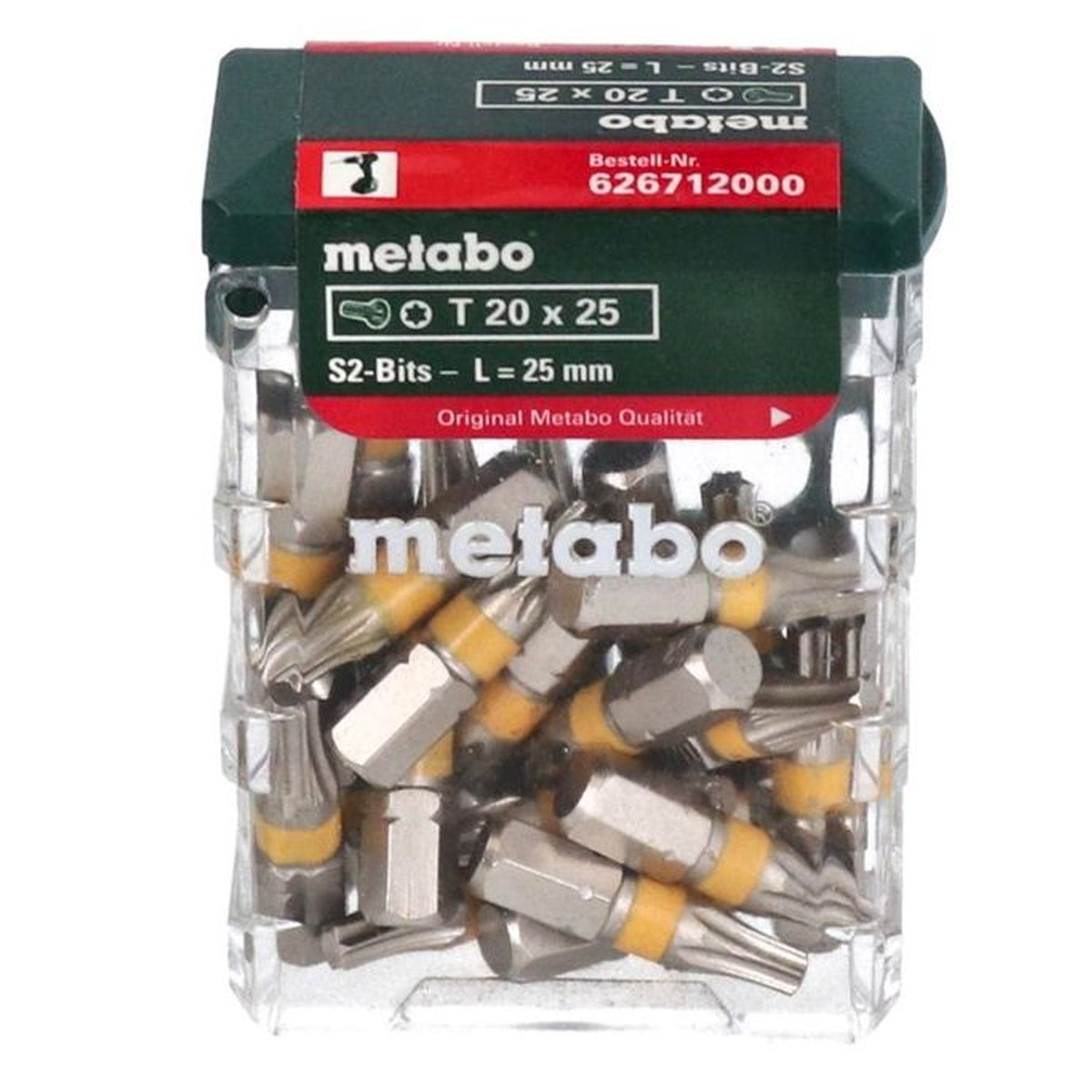 Metabo 25mm T20 Screwdriver Bit Set Pack of 25 626712000