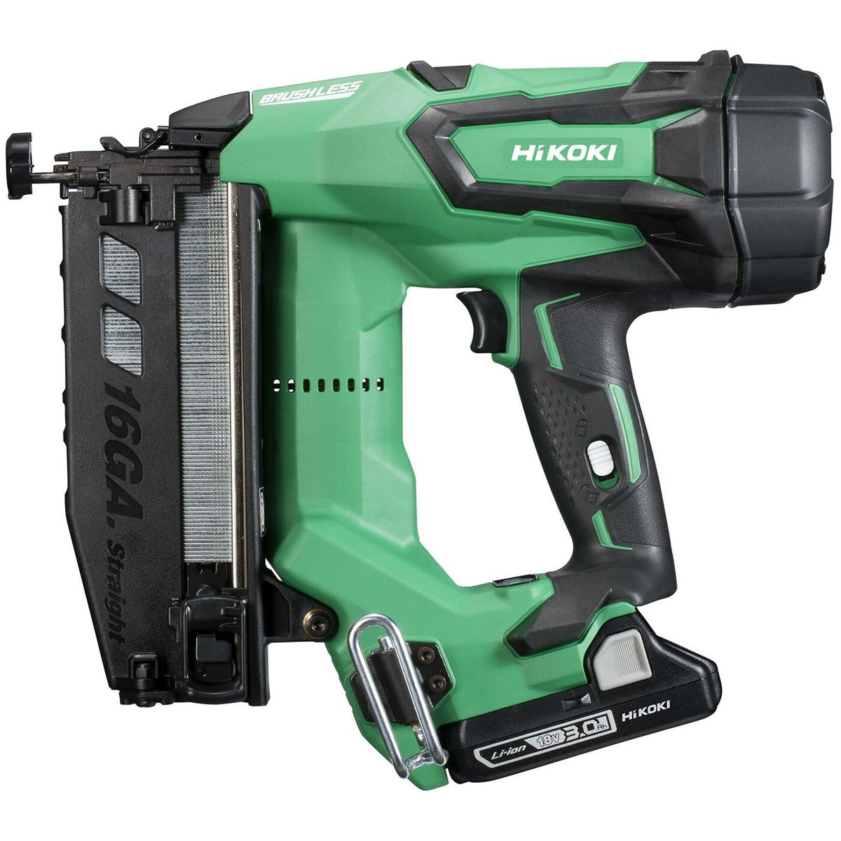 Hikoki NT1865DMJXZ 18V Brushless 16GA Straight Finish Nailer with 2 x 3.0Ah Battery Charger & Case