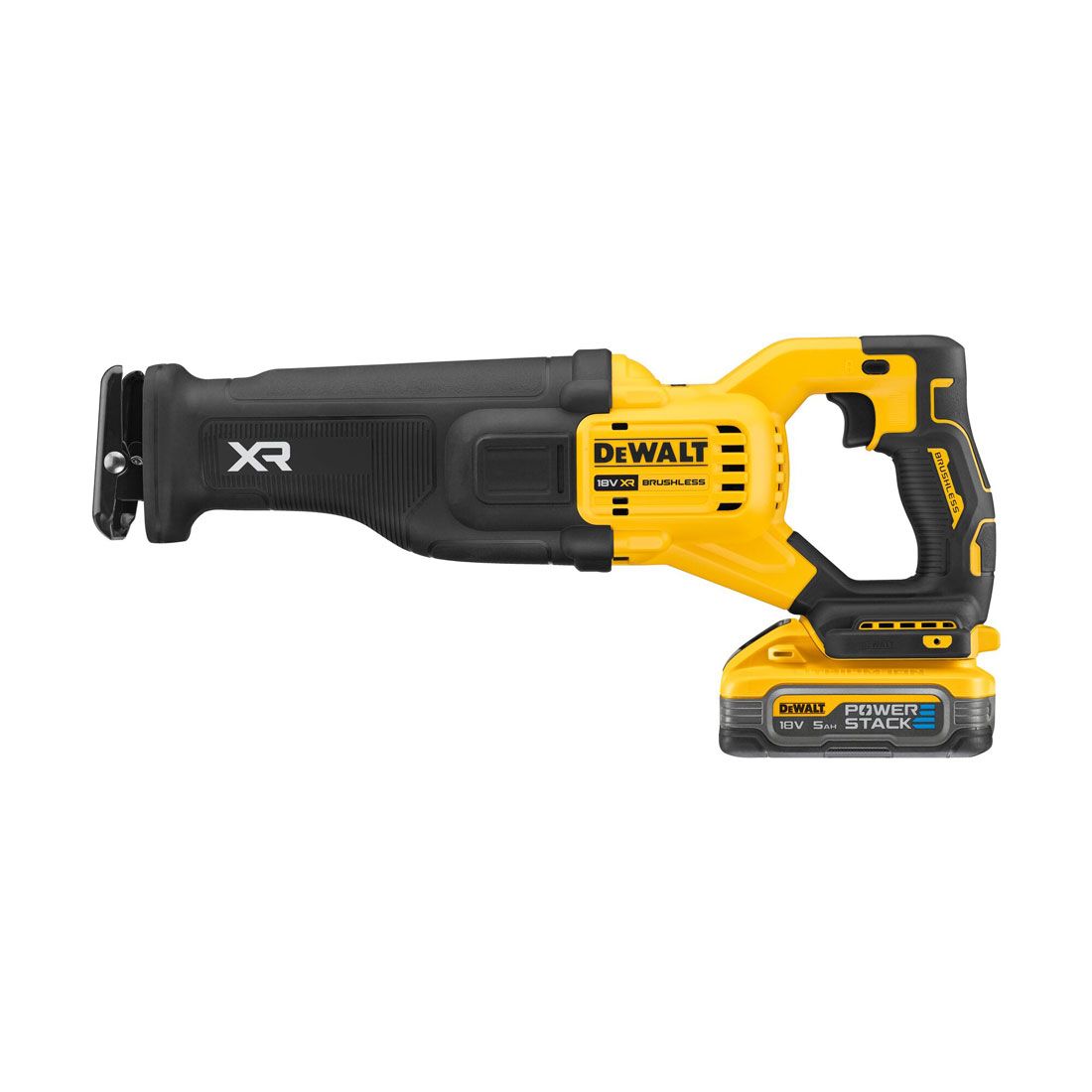 DeWalt DCS386H2T 18V XR Brushless Reciprocating Saw with 2 x 5.0Ah Powerstack Battery, Charger & Case