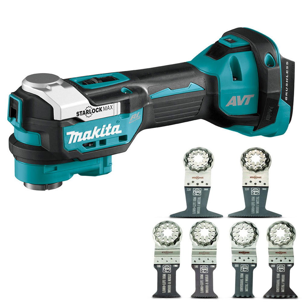Makita DTM52Z 18V Brushless Oscillating Multi Tool with 6 Piece Accessories Set