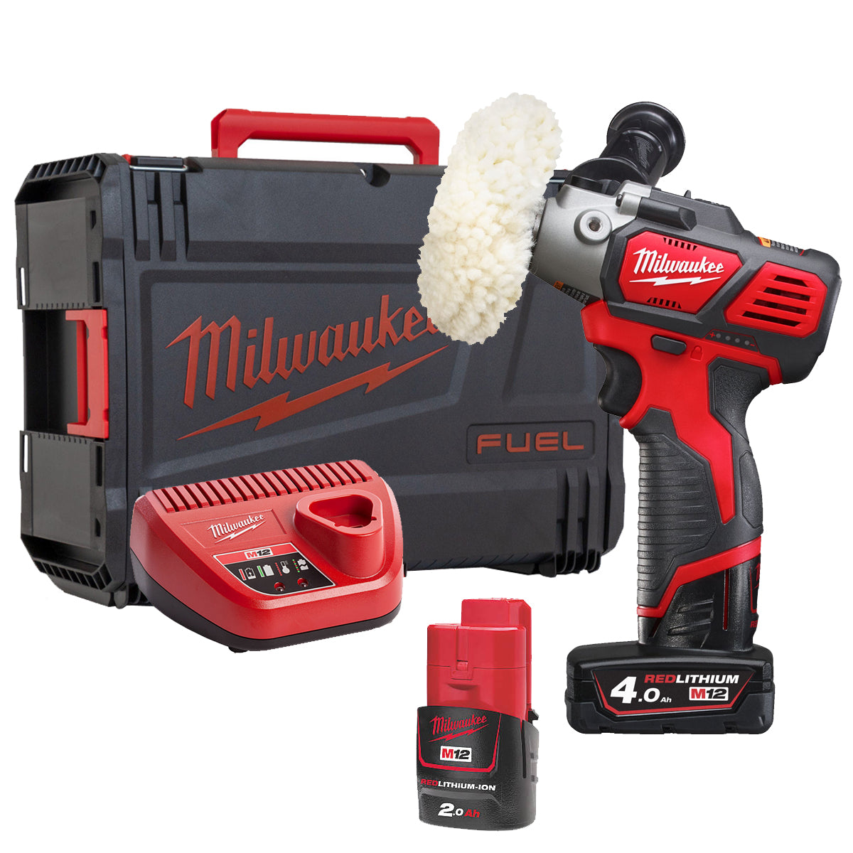 Milwaukee M12BPS-421X 12V Compact Polisher Sander with 2 x Batteries & Charger in Case 4933447802