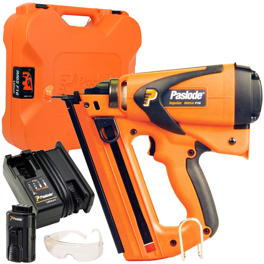 Paslode IM65A F16 Second Fix Gas Angled Brad Nailer with 1 x 2.1Ah Battery 013313