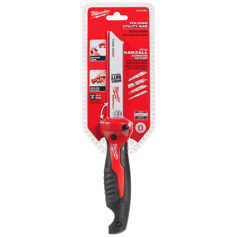 Milwaukee Folding Drywall Plaster Jab Saw with Rubber Mold Grip 48220305