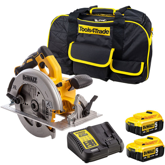 Dewalt DCS570P2 18V Brushless 184mm Circular Saw with 2 x 5.0Ah Batteries & Charger in Case