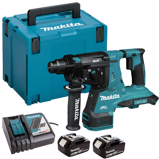 Makita DHR280ZJ 36V Brushless SDS+ Rotary Hammer Drill With 2 x 5.0Ah Batteries & Charger In Case