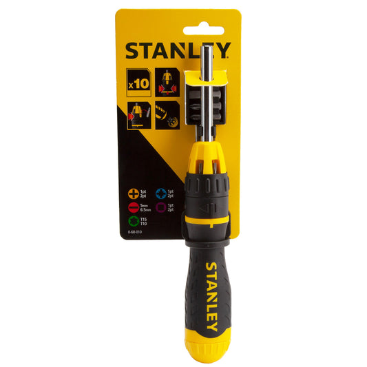 Stanley 0-68-010 Multibit Ratchet Screwdriver with 10 Bits STA068010